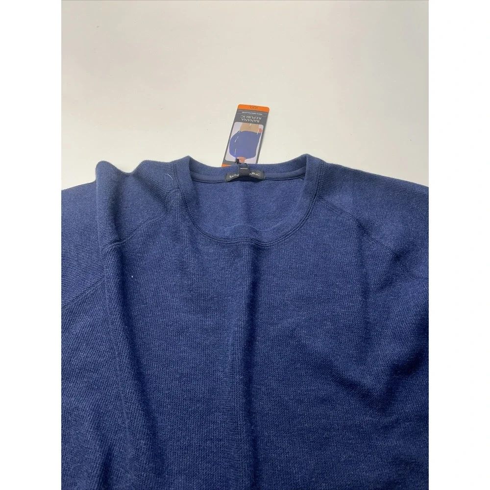 Banana Republic Mens Crew Pullover Navy Blue Raglan‎ Sweater XXL New